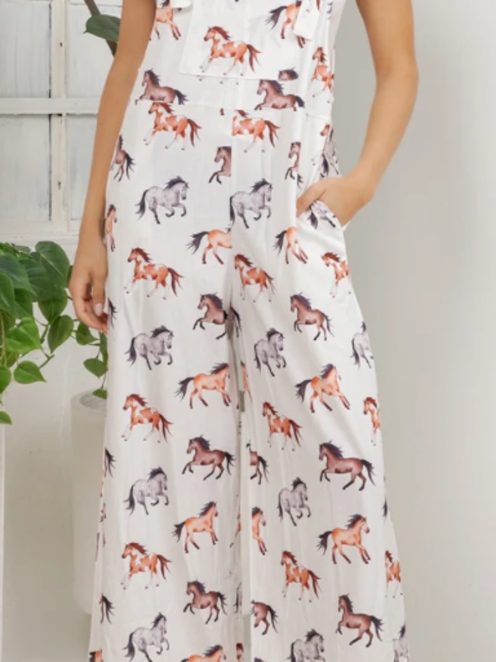 NWT LA Soul wide leg crop horse overall